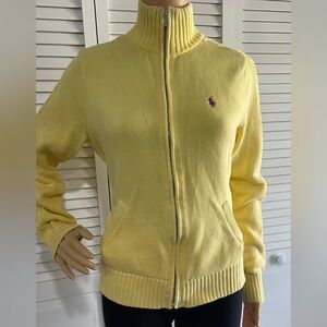 Ralph Lauren Sport Bright Yellow Cotton Knit Zip Sweater